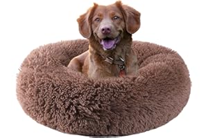 HYQ Small Dog Bed, Pet Beds for Small Dogs, Cat Beds for Indoor Cats, Fluffy Faux Fur Plush Small Dog Bed, Washable Puppy Bed with Anti-Slip Bottom, Dog Bed Medium Size Dog (Khaki, 28 Inch)