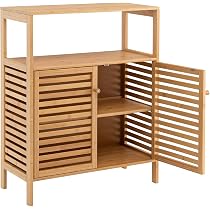 Armario De Bambú Giantex - 80cm Alto (2 Puertas, Estante Abierto)