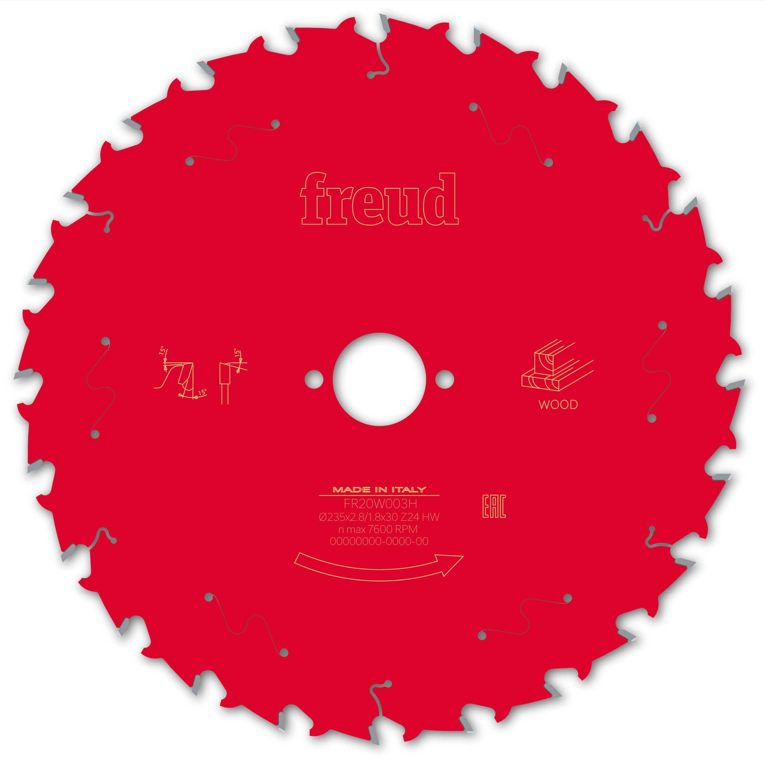 Freud FR20W003H Circular Saw Blade for Wood 235 x 30mm x 24T