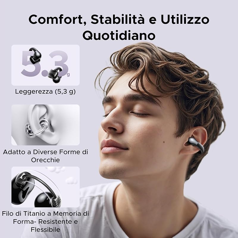 HiTune S3 Cuffie Bluetooth Auricolari Sport con Clip Aperta ENC 30H