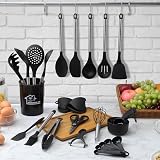 BEWOS 38-Piece Silicone Kitchen Utensils Set with Holder and Hooks view 5