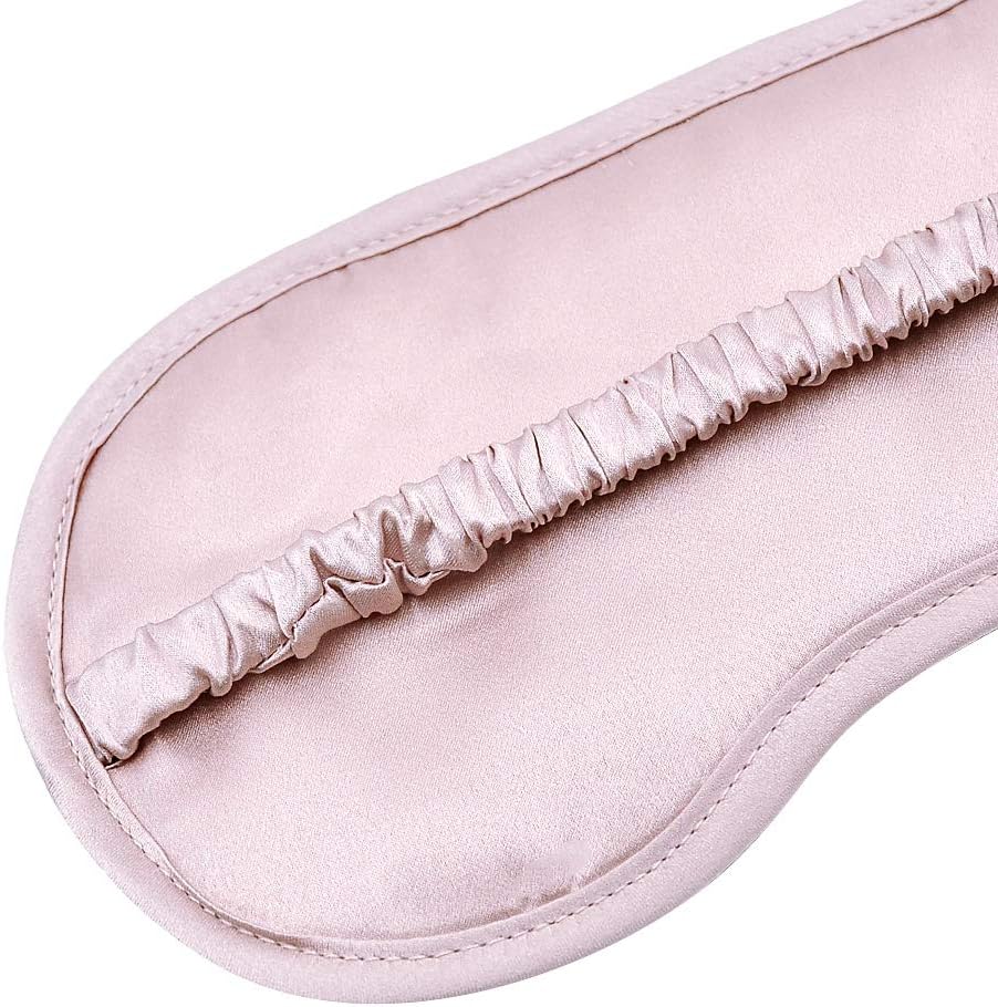 LULUSILK Mulberry Silk Sleep Eye Mask Blindfold with Elastic Strap Headband, Soft Eye Cover Eyeshade for Night Sleeping, Travel, Nap(Pink): Health & Personal Care