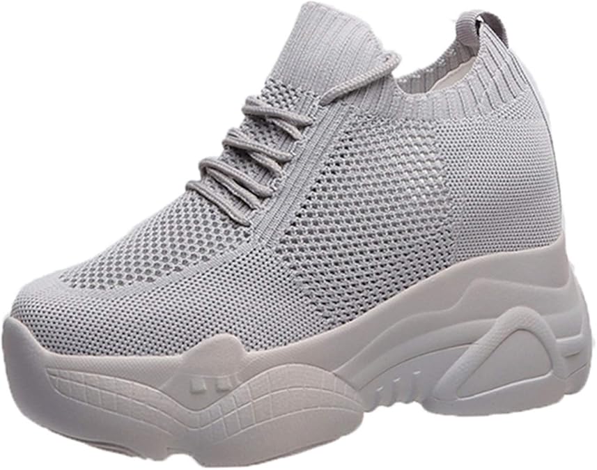 Hidden Heels Platform Sneakers Women Breathable Mesh Wedge