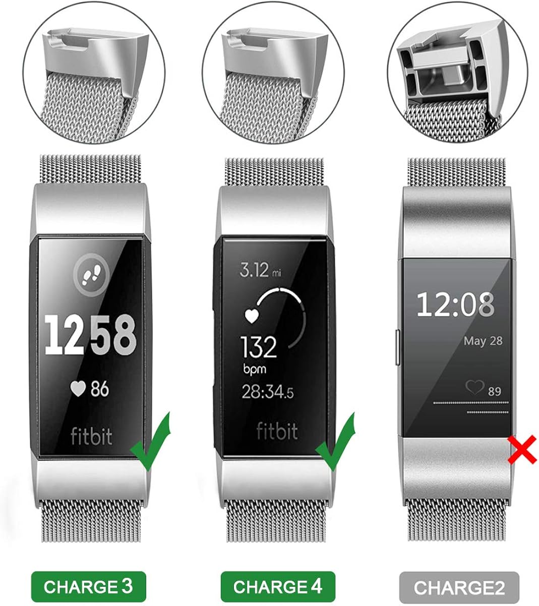 3 Pack Metal Replacement Bands Compatible with Fitbit Charge 3/ Fitbit Charge 4 / Fitbit Charge 3 SE Smart Watch with Stainless Steel Metal band: Home Audio & Theater