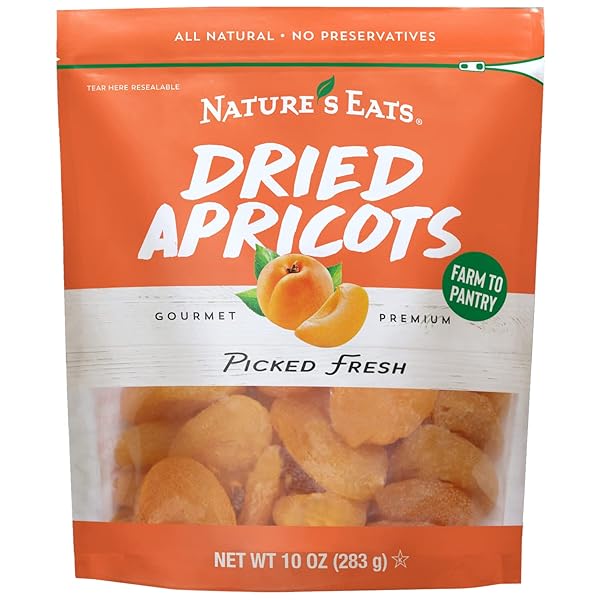 NATURE’S EAT SUN DRIED TURKISH APRICOTS – DRIED APRICOTS ORGANIC, HEALTHY FRUIT SNACKS FOR ADULTS & KIDS – NO SUGAR ADDED – GLUTEN FREE & VEGAN – RESEALABLE BAG 10 OUNCE (PACK OF 1)