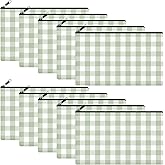 Chunful 10 Pieces Inspirational Canvas Makeup Bags for Women Graduation Gift Rainbow Canvas Cosmetic Bags Bulk with Zipper Friendship Gift Travel Toiletry Pouch(Green Checkered)