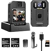 SYDYAM 4K Body Camera, 64GB Body Cam with Two 2350mAh Batteries Work 13-15H, Waterproof IP68 H.265 Video Code, Body Camera with Audio and Video Recording for Police Hiking Security Patrol