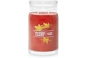 Yankee Candle Autumn Leaves Scented, Signature 20oz Large Jar 2-Wick Candle, Over 60 Hours of Burn Time