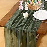 Socomi Green Cheesecloth Table Runner Olive Easter Spring Gauze 120 Inch Rustic Boho Cheese Cloth Runner for Wedding Party Baby Bridal Shower Centerpiece Decoration Holiday Home Decorations