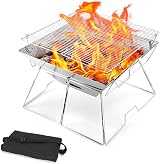 Odoland Portable Collapsible BBQ Fire Pit Stainless Steel Grill 43x43x31cm