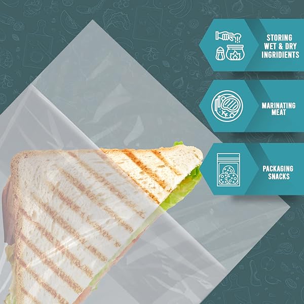 PAMI FOLD TOP SANDWICH BAG [200 PIECES] – DISPOSABLE PLASTIC SANDWICH BAGS WITH FOLD & CLOSE DESIGN- FOOD SANDWICH BAGGIES FOR LUNCH, OFFICE, TRAVELING- GREAT FOR SNACKS, FRUITS & MORE