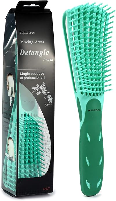 BESTOOL Detangle Hair Brush for Black Natural Hair Curly 3/4abc Texture Green