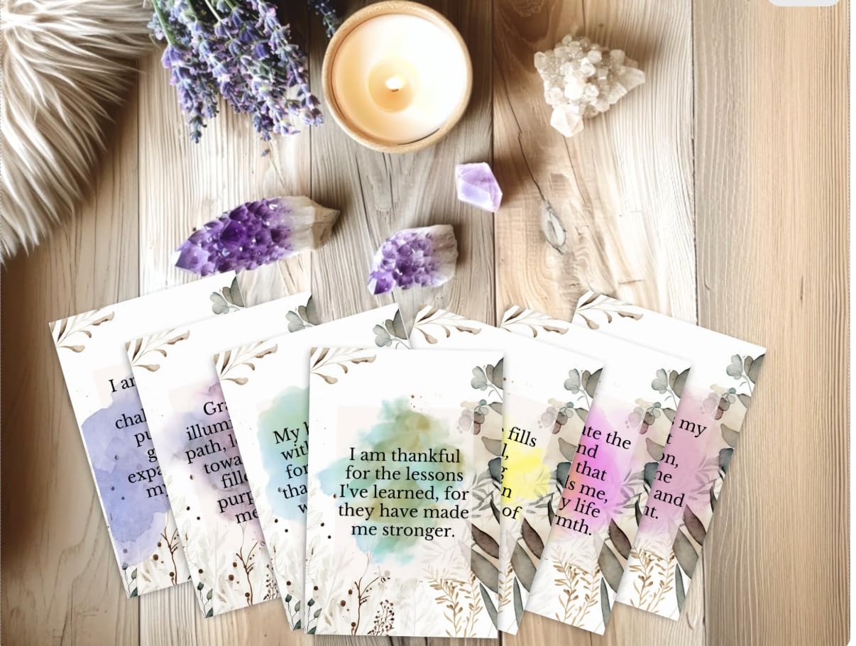 Gratitude affirmation cards, set of 30, card deck, unique colour and affirmation on each card, portable size, 8cm x 6cm