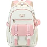 School Backpack for Teen Girls College Backpacks for Women Students Bookbag Large 15.6 Inch Laptop Bags Kids Kindergarten Elementary Middle School Bag Anti Theft Daypack Travel Back Pack Pink