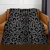 ANIOXCK Throw Blanket for Couch, 300GSM Warm Soft Cozy Flannel Blanket, Cute Blanket for All Seasons Bedroom Home Decor Gifts, Cool Black Leopard 50x60 Inches