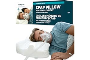 Lunderg CPAP Pillow for Side & Back Sleepers - Memory Foam with Adjustable Height - 2 Pillowcases Included (Machine Washable)