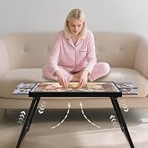 3 in 1 Jigsaw Puzzle Table with Drawers Adjustable Height 1500pcs | Foldable for Storage, Lightweight Aluminum, No Setup Hassle, Height Adjustable from 15.3" to 23.5" for Sofa, Bed ＆ Floor Use