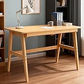 Nnewvante Writing Computer Desk 46" Bamboo Home Office Table with 2 Drawers, Modern Furniture Simple Study Makeup Workstation