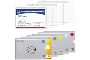 UPUGO 6 Pack 12mil New Medicare Card Protector Sleeves and 6 Pack RFID Blocking Card Sleeves for Insurance, Social, Security, Metro, License, Credit Cards