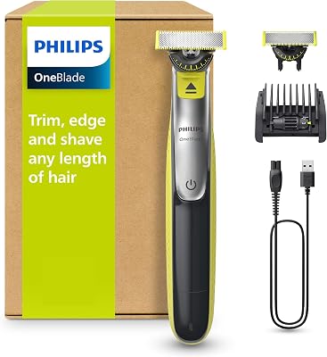 OneBlade 360 Face - elektrischer Rasierer & Trimmer, 2x 360 Klingen, verstellbarer 5-in-1-Trimmaufsatz, Nass- & Trockenrasur, Akku-USB, fürs Gesicht (QP2734/30)