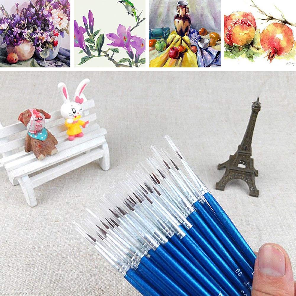 Set 18 Pennelli Per Dettagli E Miniatura - Nylon, Tubo Rame, Manico Plastica - Per Acrilico, Modellismo, Nail Art, Pittura Fine - Lunghezza 18cm