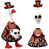 YGEINIT Dia de Los Muertos Desk Goose Outfits 7 Inch | Day of the Dead Goose Outfits Felt Costume with Skulls Salt, Halloween Home and Outdoor Decoration for Desktop Goose Statues