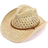 Western Straw Cowboy Hats Wide Brim Cowgirl Hat Sun Hat Holiday Party Foldable Vacation Beach Sun Hat for Women/Men