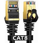 Dacrown Cat 8 Ethernet Cable 1.5FT, 40Gbps 2000MHz High-Speed Cord | 3FT 6FT 15FT 20FT 30FT 50FT 75FT 100FT 150FT Heavy Duty 26AWG Gold-Plated Shielded RJ45 LAN Cable, 1Pack, for Gaming, Router