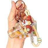YOU WIZV Kawaii Bear Boba Keychain - Cute Liquid Water Charm for Backpacks, Adorable Gift for Women Boy Girls