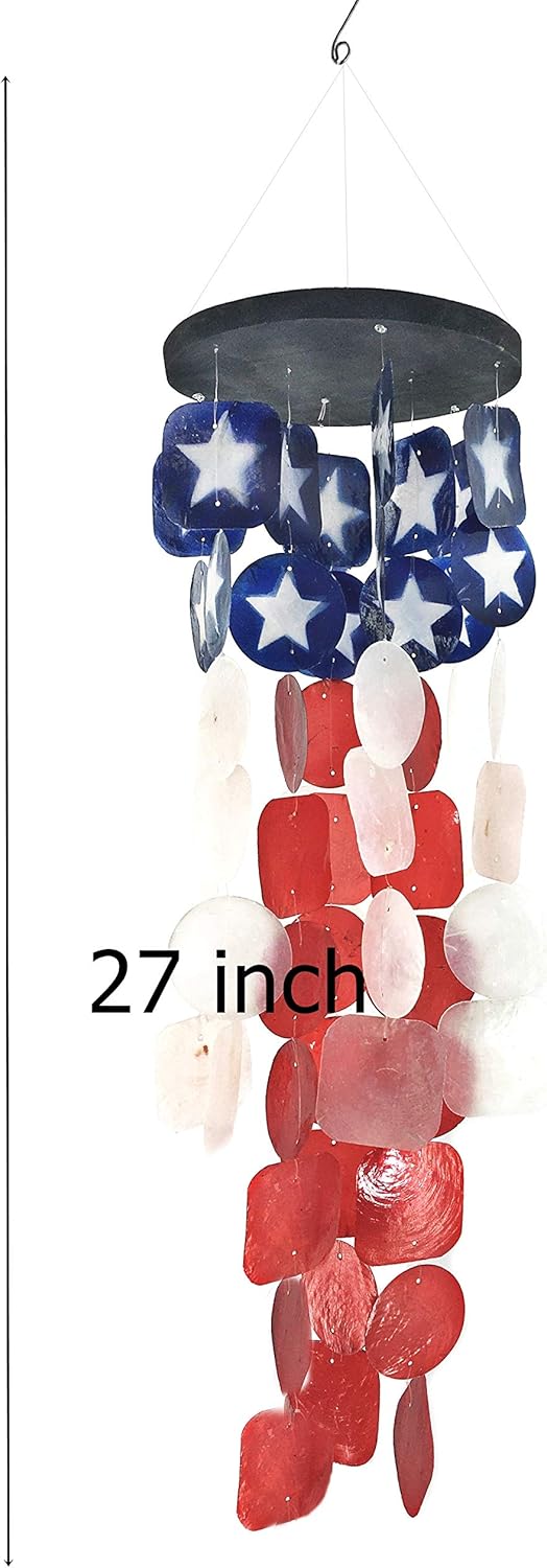 Bellaa 22890 Wind Chimes Outdoor Large Chime Garden Gifts for Mom Memorial Sympathy Windchimes Patio Yard Unique Home Decor Handmade Bamboo Wood Sea Glass Colors Rainbow Capiz 27 inch : Garden & Outdoor