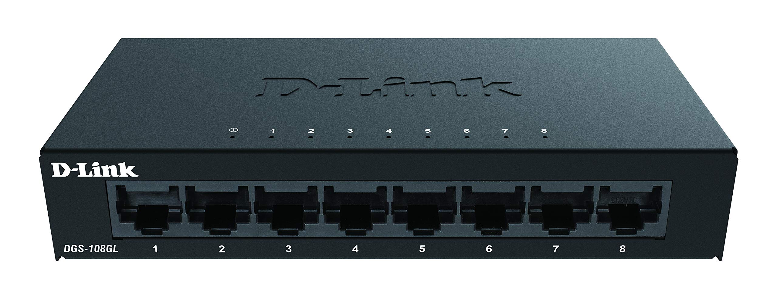 D-Link DGS-108GL 8-Port Gigabit Unmanaged Desktop Switch, Fanless, Low Profile, Metal Housing, Plug-and-Play, 802.3az EEE black DGS-108GL