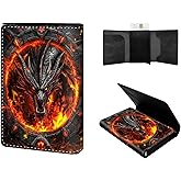 VACGBJPG Wallet for Men Card Holder Slim RFID Blocking Pop-up,Faux Leather Business & Credit Wallet,Holds Up to Cards & Cash Minimalist Front Pocket,Billeteras de Hombres, Fiery Black Dragon