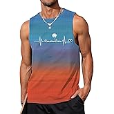 Mens Beach Tank Tops Summer Vacation Muscle Top Hawaiian Graphic Sleeveless Shirts for Beach Workout