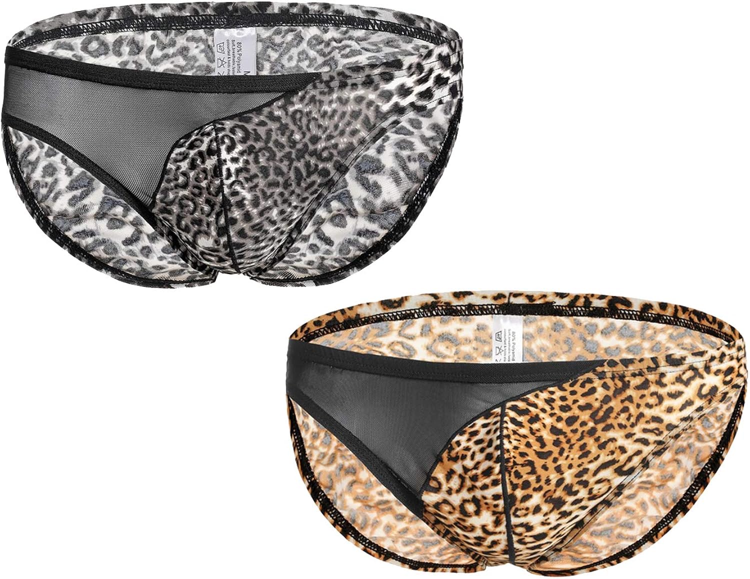 Swbreety Men's Leopard Print Bikini Briefs Underwear Sexy Patchwork