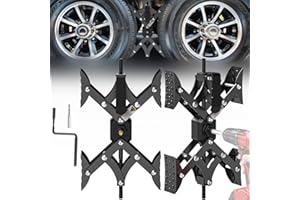 Sulythw X-Shaped Wheel Chocks for Travel Trailer【Allow Drill Adjust】 RV Stabilizers X chocks Camper Wheel Chock for Travel Trailers RV Accessories Wrench Adjustable 3"-11.5" Black （2 PCS）