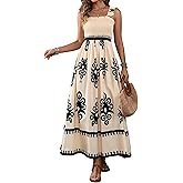 UEAL Womens Square Neck Boho Maxi Dress Casual Long Spring Summer Dresses Sundresses for Women Beach Vacation 2026
