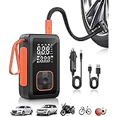 Hafuloky Tire Inflator Portable Air Compressor - 150PSI & 15000mAh Fast Cordless Tire Pump with Dual Power Supply (Ultra-Long Battery & 12V DC), Power Bank & LED Light for Car, Motorcycle, Bike, Ball