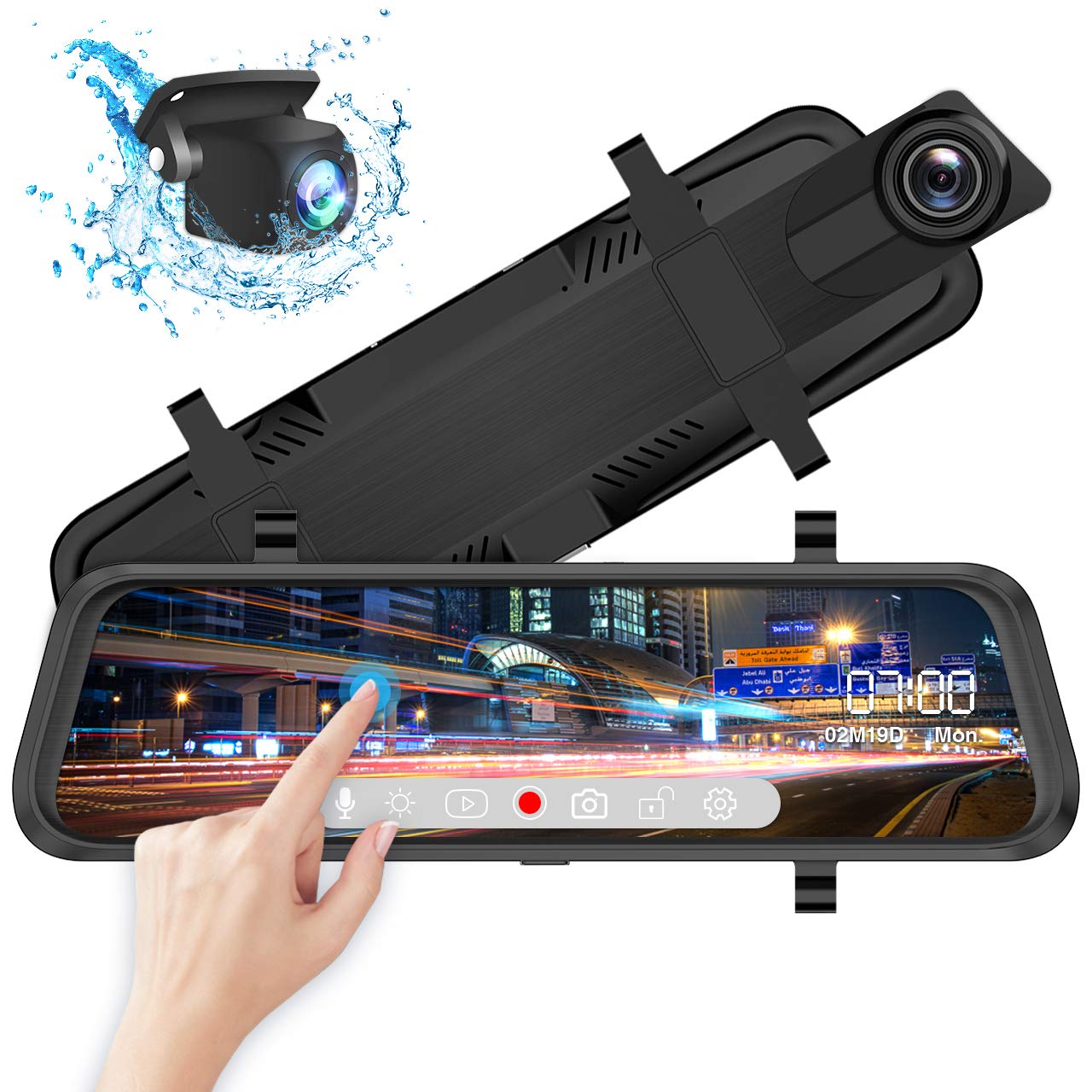 Streaming Media Front and Rear View Mirror Dash Cam,1080P