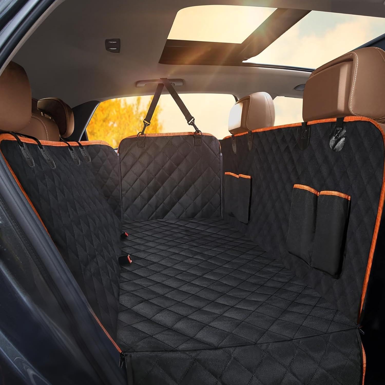Photo 1 of Chilino Dog Car Seat Cover for Back Seat- Waterproof Pet Hammock with 4 Bags Side Flap, Scratchproof and Nonslip Backseat Protection for Car, Truck and SUV