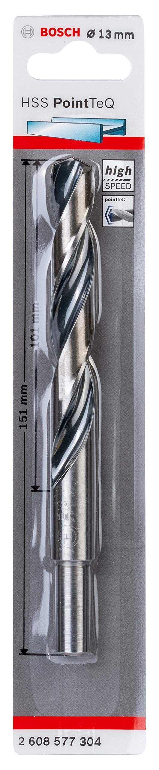 Bosch Professional PointTeQ HSS Twist Drill Bit (for Metal, Reduced Shank, 13 x 101 x 151 mm, Accessories for Drill Driver)