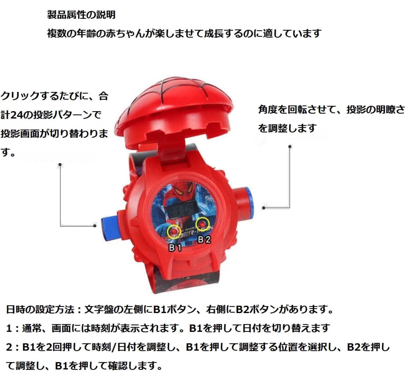 Mua 24 Superhero Characters Spiderman Clock Projector, Spiderman ...