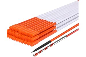 BSMOULFA Driveway Markers 48 inch 20pcs, 5/16” Dia 4FT Snow Stakes with Reflective Tape, Highly Visible for Parking, Walkways, Snow Markers, 4FT Orange Fiberglass Poles Reflectors Markers with Steel Drill Bit