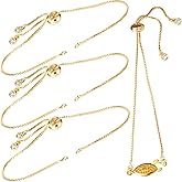 Pndeyo 3pcs Bracelet Chains for Jewelry Making, 18K Gold Plated Brass DIY Slider Bracelet Chain, Adjustable Bracelet Extender with Rhinestones Ends for DIY Bracelet Jewelry Craft