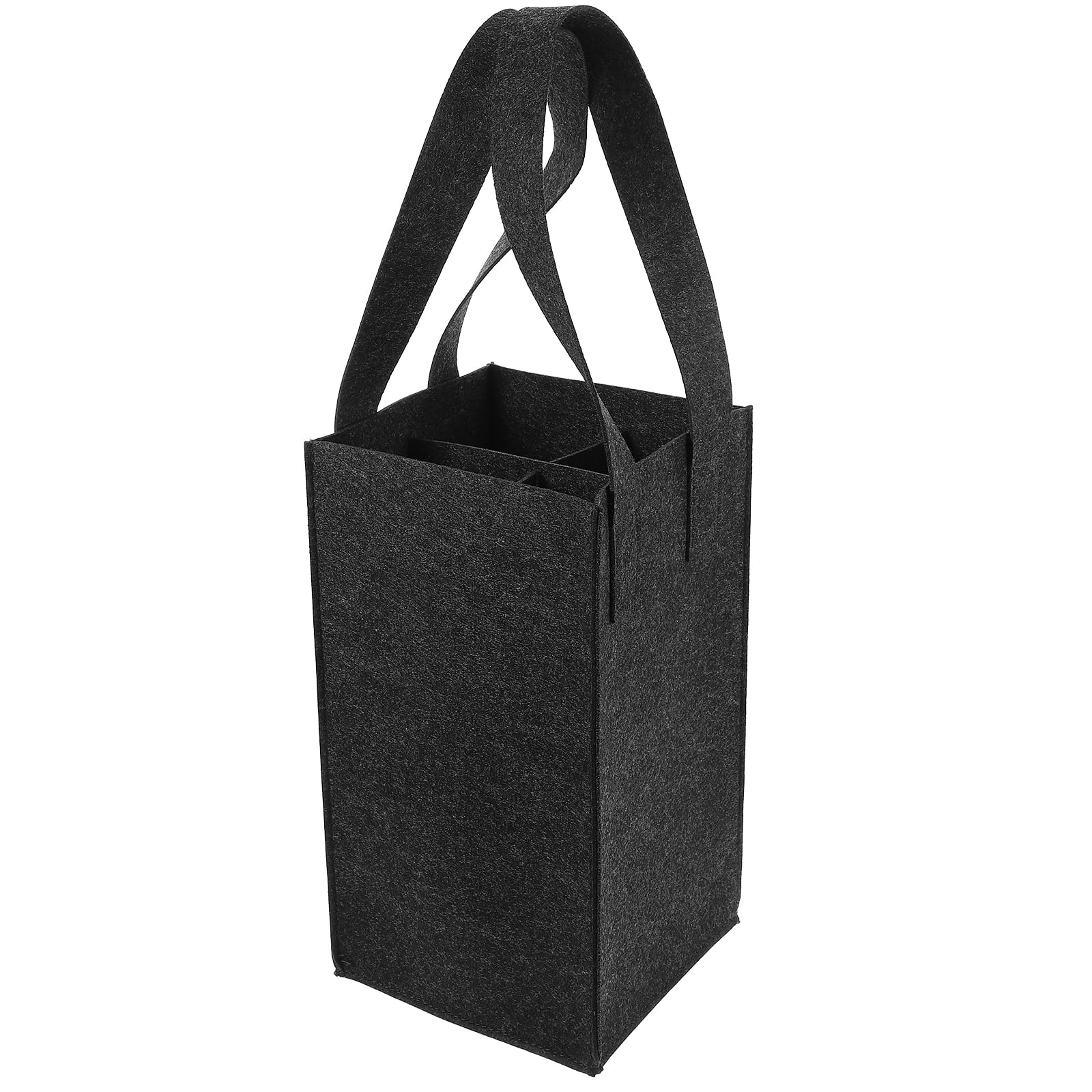 1Pc Portable Felt Red Wine Bag Felt Wine Bag with Handle Holder, Reusable Washable with Removable Divider (4 Bottles)