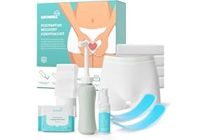 Grownsy Postpartum Essentials Recovery Kit for Labor & Delivery | Postpartum Kit for Women | Includes Upside Down Peri Bottle, Perineal Spray, 28 Cooling Pad Liners,2 Ice Packs &4 Disposable Underwear