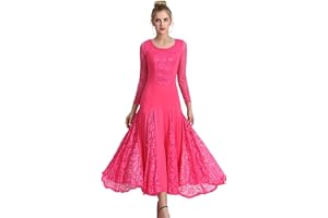 QSUCCUA Elegant Lace Ballroom Dance Dress - Long Skirt, Modern Swing Dress, Competition Costume