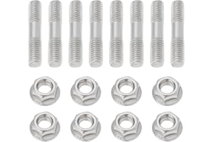 SING F LTD 8 Sets M8x1.25 Double Headed Bolt Nut Set 42mm Exhaust Manifold Stud Nut Stainless Steel Bolt Nut Kit for Automobile Exhaust System Intake Manifold