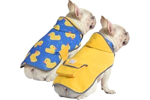 HDE Reversible Dog Raincoat Hooded Slicker Poncho Rain Coat Jacket for Small Medium Large Dogs Ducks Yellow - S