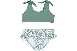 ADXSUN Toddler Girls Swimsuit Color Block Swimwear Kids Two Piece Bathing Suits Bowknot Beach Bikini Set