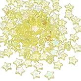 PATIKIL 11mm Crystal Star Beads, 400 Pcs Star Bead Acrylic Spacers Bead Star Shaped Charm Pendants for Jewelry Making Bracelet Necklace DIY Crafts, Yellow